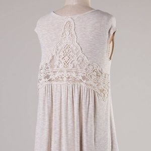 Large Tee Top Lace Crochet Back Floral Muscle